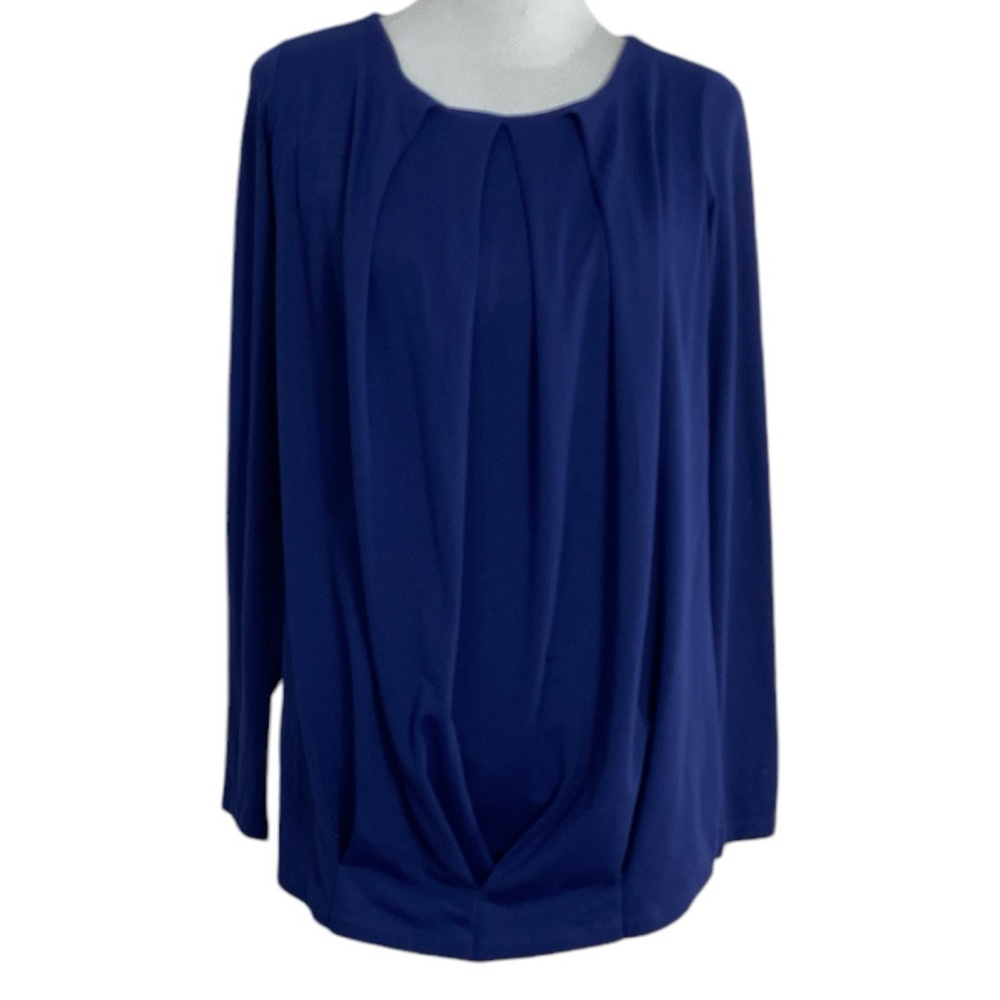 Susana Monaco Blue Long Sleeve Pleated Front Top Size Small - Picture 1 of 6